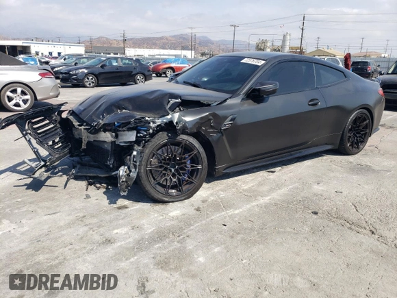 2021 BMW M4 with VIN WBS53AZ09MCF73467, listed as a Copart auction lot 72576704 with 15,437 mi miles and Salvage Title. Bid and sale history available at carsss.com. Image 1.