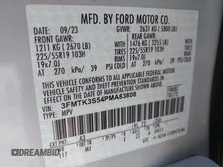 2023 Ford Mustang Mach-E Premium with VIN 3FMTK3S54PMA83808, listed as a IAAI auction lot 42773564 with 17,215 mi miles and . Bid and sale history available at DreamBid. Image 9.