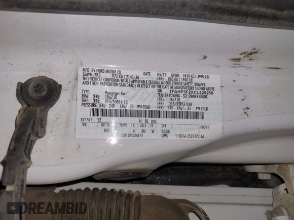 2012 Ford Focus SE с VIN 1FAHP3F2XCL429258, выставлен на аукционе IAAI как лот 41906572 с пробегом 225 451 миль миль и . История ставок и продаж доступна на DreamBid. Изображение 9.
