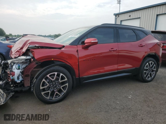 2024 Chevrolet Blazer RS with VIN 3GNKBKRS7RS121821, listed as a Copart auction lot 60870335 with 12,155 mi miles and Salvage title. Bid and sale history available at DreamBid. Image 1.