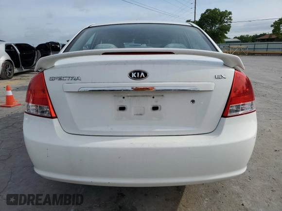 2008 Kia Spectra EX with VIN KNAFE122885580609, listed as a Copart auction lot 54198115 with Not Provided miles and Salvage Title. Bid and sale history available at DreamBid. Image 6.