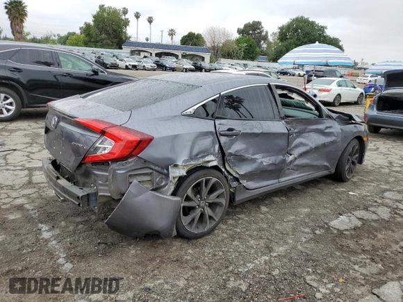 2020 Honda Civic Sedan Sport with VIN 2HGFC2F83LH599147, listed as a Copart auction lot 50555115 with 70,181 mi miles and Salvage Title. Bid and sale history available at carsss.com. Image 3.
