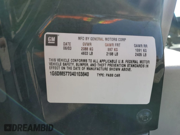 2004 Cadillac CTS with VIN 1G6DM577040103840, listed as a Copart auction lot 55284675 with 113,007 mi miles and Salvage title. Bid and sale history available at DreamBid. Image 12.
