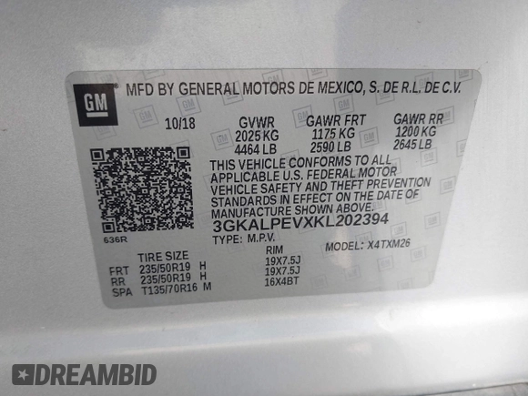2019 GMC Terrain SLT z VIN 3GKALPEVXKL202394, wystawiony jako IAAI lot #42288123 z przebiegiem 113 130 mil mil oraz . Historia ofert i sprzedaży dostępna na DreamBid. Obrazek 9.