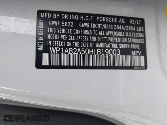 2017 Porsche Macan S z VIN WP1AB2A50HLB19003, wystawiony jako IAAI lot #42212299 z przebiegiem 110 723 mil mil oraz . Historia ofert i sprzedaży dostępna na DreamBid. Obrazek 9.