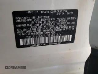 2021 Subaru Forester with VIN JF2SKADC7MH400837, listed as a Copart auction lot 54506805 with 150,809 mi miles and Salvage title. Bid and sale history available at DreamBid. Image 13.