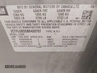 2011 GMC Terrain SLT-1 with VIN 2CTFLUE55B6428707, listed as a IAAI auction lot 41485999 with 101,071 mi miles and . Bid and sale history available at carsss.com. Image 9.