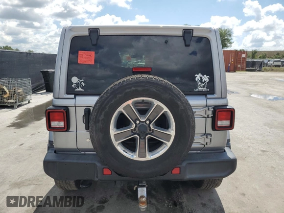 2018 Jeep Wrangler Unlimited Sahara z VIN 1C4HJXEG7JW115319, wystawiony jako Copart lot #56717765 z przebiegiem 53 633 mil mil oraz Szkoda całkowita • Salvage title. Historia ofert i sprzedaży dostępna na DreamBid. Obrazek 6.