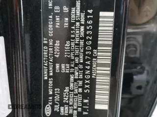 2013 Kia Optima EX with VIN 5XXGN4A73DG235614, listed as a Copart auction lot 50765115 with 175,775 mi miles and Clean Title. Bid and sale history available at carsss.com. Image 12.