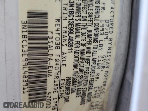 2009 Nissan Versa S with VIN 3N1BC13E99L483911, listed as a Copart auction lot 51591235 with Not Provided miles and Salvage Title. Bid and sale history available at DreamBid. Image 14.