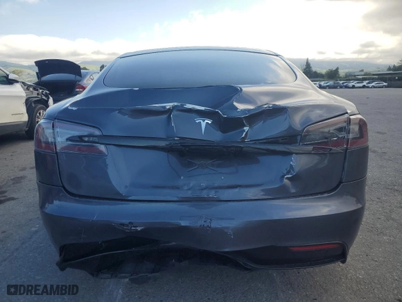 2022 Tesla Model S with VIN 5YJSA1E52NF464464, listed as a Copart auction lot 50791715 with 41,357 mi miles and Salvage Title. Bid and sale history available at carsss.com. Image 6.