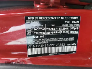 2021 Mercedes-Benz GLB 250 z VIN W1N4M4HB4MW123363, wystawiony jako Copart lot #51812965 z przebiegiem 32 355 mil mil oraz Szkoda całkowita • Salvage title. Historia ofert i sprzedaży dostępna na DreamBid. Obrazek 13.