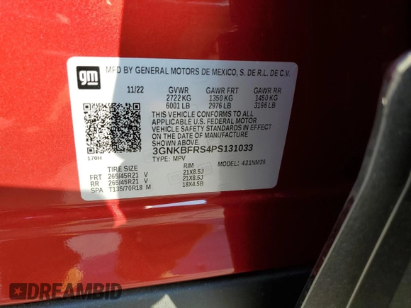2023 Chevrolet Blazer Premier z VIN 3GNKBFRS4PS131033, wystawiony jako Copart lot #74220884 z przebiegiem 62 mil mil oraz Szkoda całkowita • Salvage title. Historia ofert i sprzedaży dostępna na DreamBid. Obrazek 28.