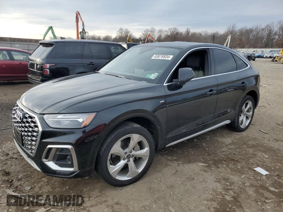 2023 Audi Q5 Sportback S line Premium Plus with VIN WA15AAFY2P2069934, listed as a Copart auction lot 83076934 with Not provided miles and Salvage title. Bid and sale history available at DreamBid. Image 1.
