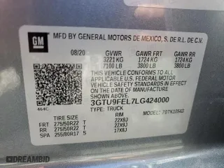 2020 GMC Sierra 1500 Denali with VIN 3GTU9FEL7LG424000, listed as a Copart auction lot 47012455 with 30,398 mi miles and Salvage Title. Bid and sale history available at carsss.com. Image 13.