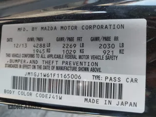 2015 Mazda 6 i Grand Touring with VIN JM1GJ1W61F1165006, listed as a IAAI auction lot 41988778 with 113,226 mi miles and . Bid and sale history available at carsss.com. Image 9.