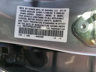 2020 Honda Insight Touring with VIN 19XZE4F92LE014287, listed as a Copart auction lot 80283814 with 67,272 mi miles and Salvage Title. Bid and sale history available at carsss.com. Image 13.