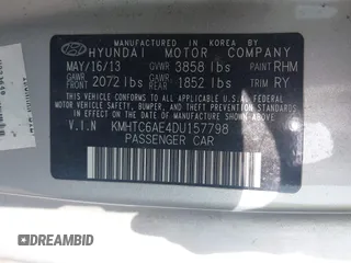 2013 Hyundai Veloster Turbo with VIN KMHTC6AE4DU157798, listed as a IAAI auction lot 42001561 with 163,370 mi miles and . Bid and sale history available at DreamBid. Image 9.