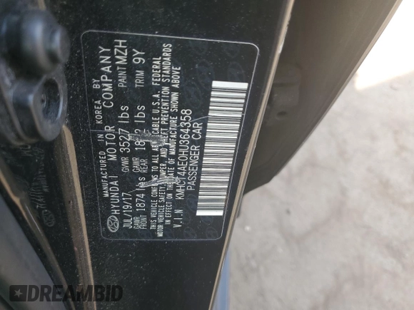2017 Hyundai Accent SE z VIN KMHCT4AE0HU364358, wystawiony jako Copart lot #58489585 z przebiegiem 125 123 mil mil oraz Szkoda całkowita • Salvage title. Historia ofert i sprzedaży dostępna na DreamBid. Obrazek 12.