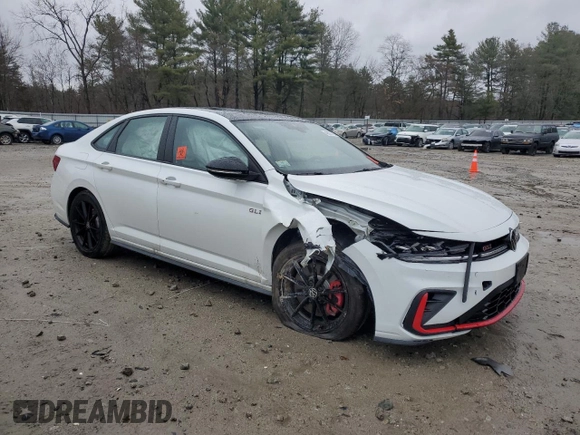 2025 Volkswagen Jetta GLI Autobahn with VIN 3VW1T7BU7SM013247, listed as a Copart auction lot 49637785 with 5,002 mi miles and Salvage Title. Bid and sale history available at DreamBid. Image 4.