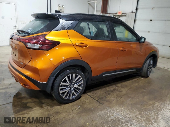 2021 Nissan Kicks SR with VIN 3N1CP5DV0ML474697, listed as a Copart auction lot 53493615 with 100,450 mi miles and Salvage Title. Bid and sale history available at carsss.com. Image 3.