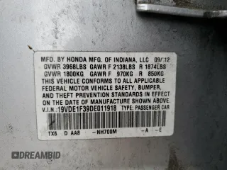 2013 Acura ILX with VIN 19VDE1F39DE011918, listed as a Copart auction lot 43423585 with 75,203 mi miles and Salvage Title. Bid and sale history available at carsss.com. Image 14.