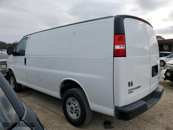 2023 GMC Savana Cargo Van with VIN 1GTW7AFP3P1109993, listed as a Copart auction lot 80681264 with 48,041 mi miles and Salvage Title. Bid and sale history available at carsss.com. Image 2.
