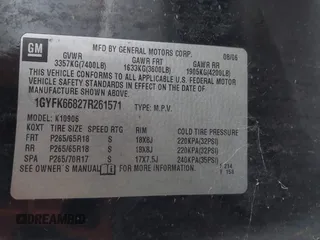 2007 Cadillac Escalade ESV z VIN 1GYFK66827R261571, wystawiony jako IAAI lot #42422302 z przebiegiem 197 501 mil mil oraz . Historia ofert i sprzedaży dostępna na DreamBid. Obrazek 9.