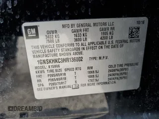 2017 Chevrolet Suburban LT with VIN 1GNSKHKC3HR136002, listed as a Copart auction lot 47672755 with 160,322 mi miles and Salvage Title. Bid and sale history available at carsss.com. Image 13.
