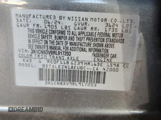2024 Nissan Versa S with VIN 3N1CN8DV9RL917203, listed as a Copart auction lot 47521815 with 712 mi miles and Salvage Title. Bid and sale history available at carsss.com. Image 12.