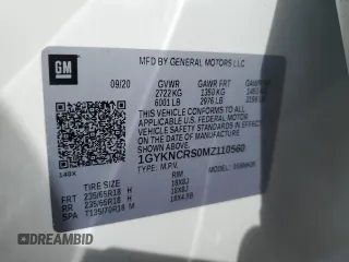 2021 Cadillac XT5 FWD Premium Luxury with VIN 1GYKNCRS0MZ110560, listed as a Copart auction lot 52779575 with 44,559 mi miles and Salvage title. Bid and sale history available at DreamBid. Image 14.