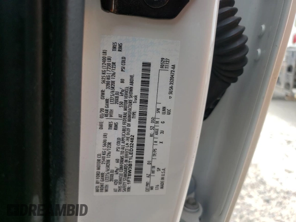 2020 Ford F-350 XL with VIN 1FT8W3BT1LED32482, listed as a Copart auction lot 43860854 with 81,153 mi miles and Salvage title. Bid and sale history available at DreamBid. Image 12.