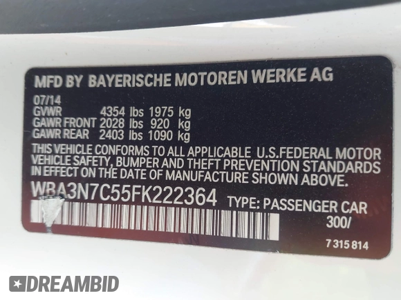 2015 BMW 4 Series 428i z VIN WBA3N7C55FK222364, wystawiony jako IAAI lot #42604632 z przebiegiem 108 157 mil mil oraz . Historia ofert i sprzedaży dostępna na DreamBid. Obrazek 9.