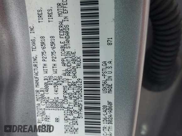 2016 Toyota Tundra 4WD Truck LTD with VIN 5TFHW5F17GX520129, listed as a Copart auction lot 62409424 with 76,277 mi miles and Salvage Title. Bid and sale history available at carsss.com. Image 12.