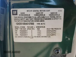 2004 GMC Envoy SLT z VIN 1GKDS13S942127830, wystawiony jako Copart lot #87165024 z przebiegiem 172 592 mil mil oraz Szkoda całkowita • Salvage title. Historia ofert i sprzedaży dostępna na DreamBid. Obrazek 15.