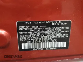 2010 Subaru Forester X Premium with VIN JF2SH6CC8AH713095, listed as a Copart auction lot 64232725 with 108,867 mi miles and Salvage title. Bid and sale history available at DreamBid. Image 12.