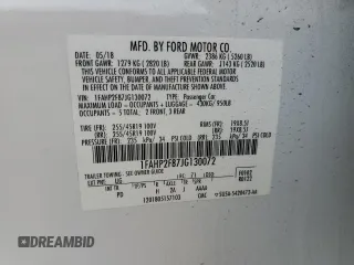 2018 Ford Taurus Limited with VIN 1FAHP2F87JG130072, listed as a Copart auction lot 65019464 with 85,665 mi miles and Salvage Title. Bid and sale history available at DreamBid. Image 13.