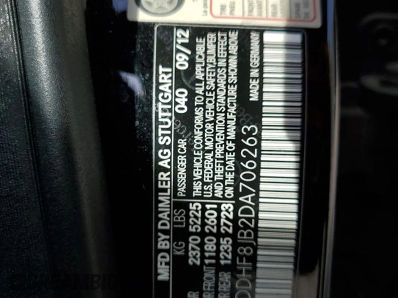 2013 Mercedes-Benz E 350 Luxury with VIN WDDHF8JB2DA706263, listed as a Copart auction lot 54741345 with 208,928 mi miles and Salvage Title. Bid and sale history available at DreamBid. Image 12.
