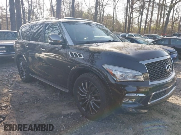 2017 Infiniti QX80 with VIN JN8AZ2NE8H9150542, listed as a IAAI auction lot 41810110 with 112,328 mi miles and . Bid and sale history available at DreamBid. Image 1.