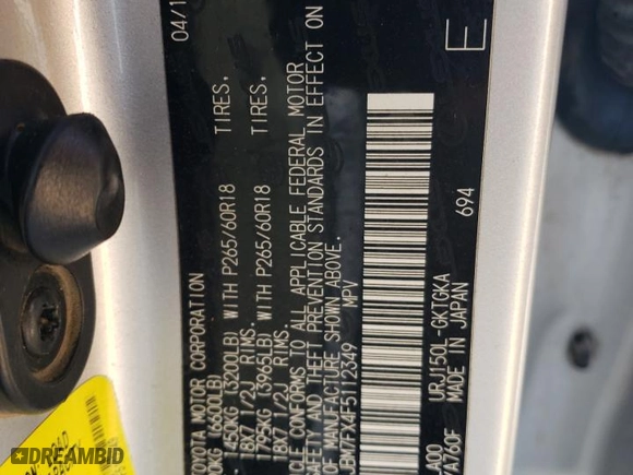 2015 Lexus GX 460 with VIN JTJBM7FX4F5112349, listed as a Copart auction lot 45797485 with 174,675 mi miles and Salvage Title. Bid and sale history available at carsss.com. Image 13.