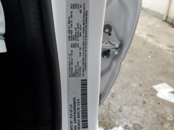 2022 Ram 1500 Big Horn с VIN 1C6RRFBG6NN480475, выставлен на аукционе Copart как лот 58255035 с пробегом 49 657 миль миль и Списание • Salvage title. История ставок и продаж доступна на DreamBid. Изображение 13.