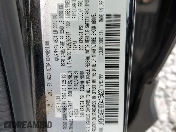 2014 Mazda CX-5 Sport z VIN JM3KE4BE1E0416423, wystawiony jako Copart lot #58196705 z przebiegiem 177 294 mil mil oraz Czysty tytuł • Clean title. Historia ofert i sprzedaży dostępna na DreamBid. Obrazek 13.