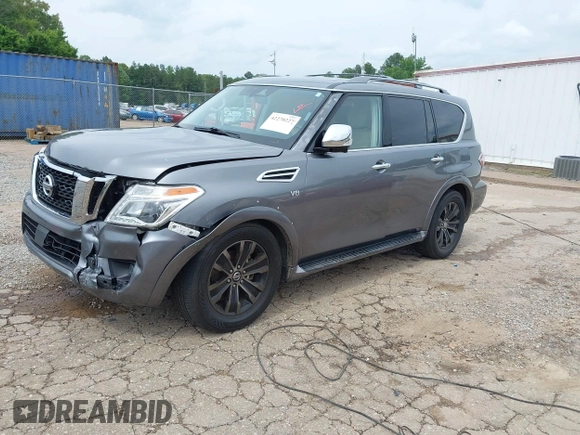2019 Nissan Armada Platinum z VIN JN8AY2NF3K9351025, wystawiony jako IAAI lot #42270227 z przebiegiem 105 621 mil mil oraz . Historia ofert i sprzedaży dostępna na DreamBid. Obrazek 2.