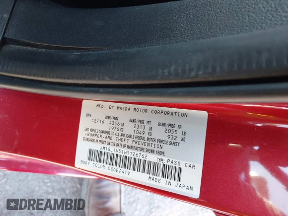 2017 Mazda 6 Touring with VIN JM1GL1V51H1126762, listed as a IAAI auction lot 41394606 with 62,072 mi miles and . Bid and sale history available at DreamBid. Image 9.