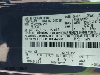 2017 Ford Escape SE with VIN 1FMCU0GD8HUE44687, listed as a IAAI auction lot 41693772 with 132,701 mi miles. Bid and sale history available at carsss.com. Image 9.