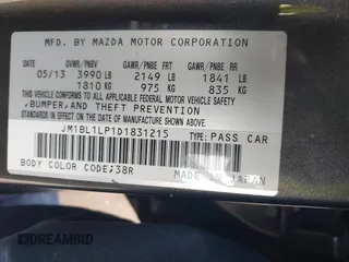 2013 Mazda 3 i Touring with VIN JM1BL1LP1D1831215, listed as a IAAI auction lot 41829352 with 26,986 mi miles and . Bid and sale history available at DreamBid. Image 9.