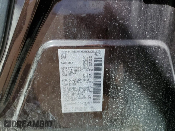 2020 Nissan Pathfinder Platinum with VIN 5N1DR2DM3LC629167, listed as a Copart auction lot 71132664 with 46,213 mi miles and Salvage Title. Bid and sale history available at carsss.com. Image 14.