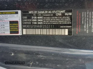 2008 Mercedes-Benz CLK 550 with VIN WDBTJ72H48F253111, listed as a Copart auction lot 76559954 with 170,297 mi miles and Salvage Title. Bid and sale history available at DreamBid. Image 13.