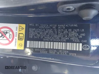 2019 Lexus ES 350 with VIN 58ABZ1B13KU043290, listed as a IAAI auction lot 41694086 with 72,984 mi miles and . Bid and sale history available at DreamBid. Image 9.