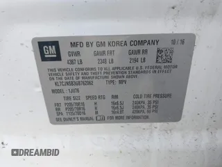 2016 Chevrolet Trax LS with VIN KL7CJNSB3GB762062, listed as a IAAI auction lot 41826277 with 115,235 mi miles. Bid and sale history available at carsss.com. Image 9.